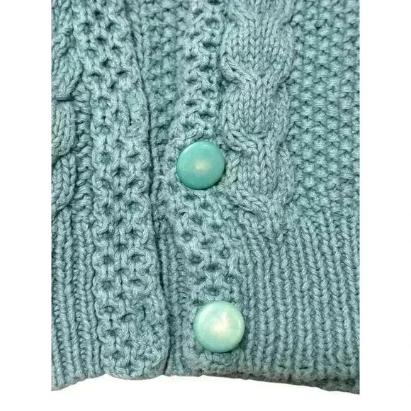 Vintage Contempo Casuals Teal & Cardigan Sweater Large w/Buttons Ramie & Cotton - Picture 3 of 8